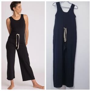 Ripple Yoga Wear Organic Black Jumpsuit Wide Leg Sleeveless